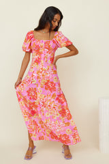 SEVEN WONDERS Yokana Midi Dress Pink Floral