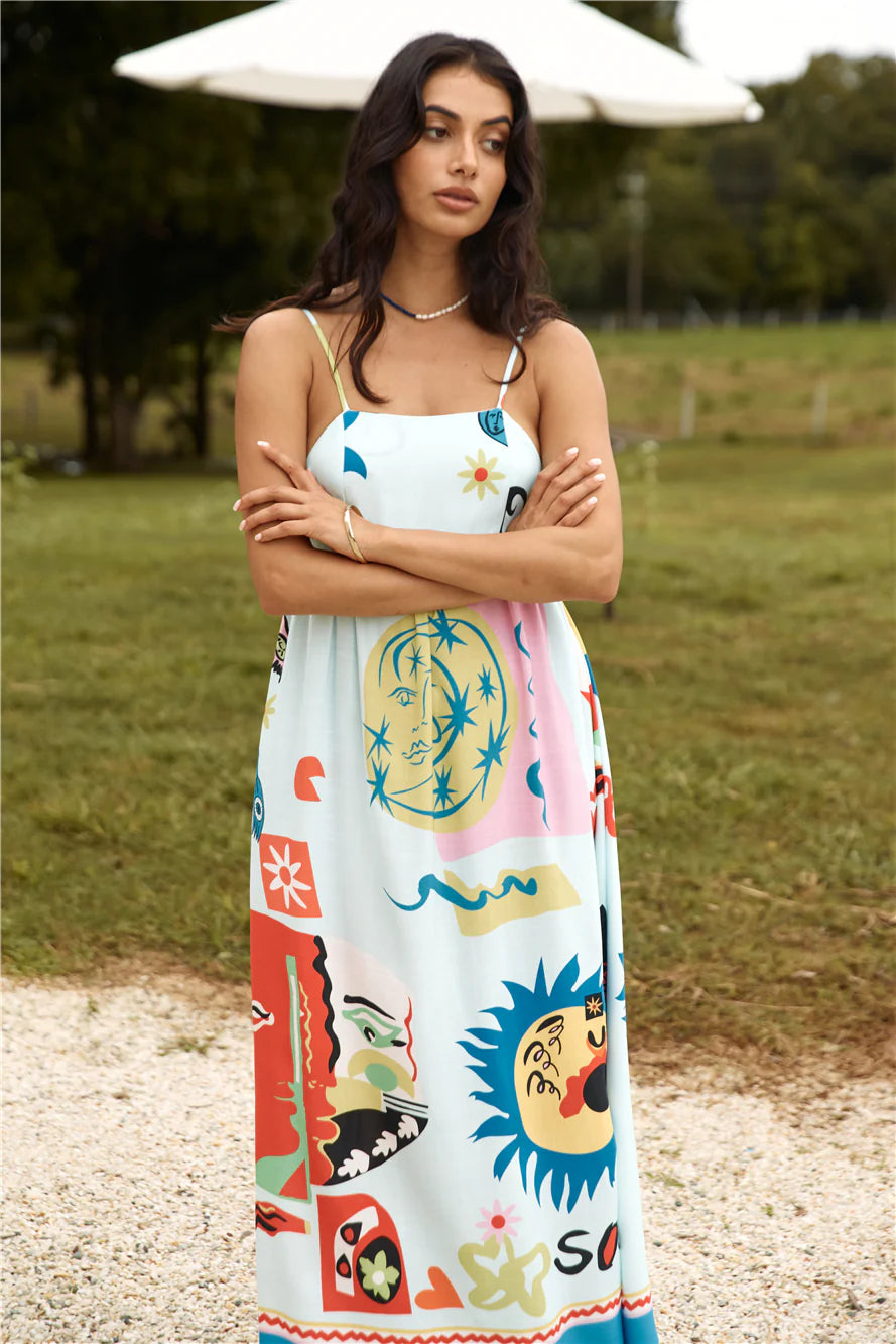 French Sunrise Maxi Dress Blue