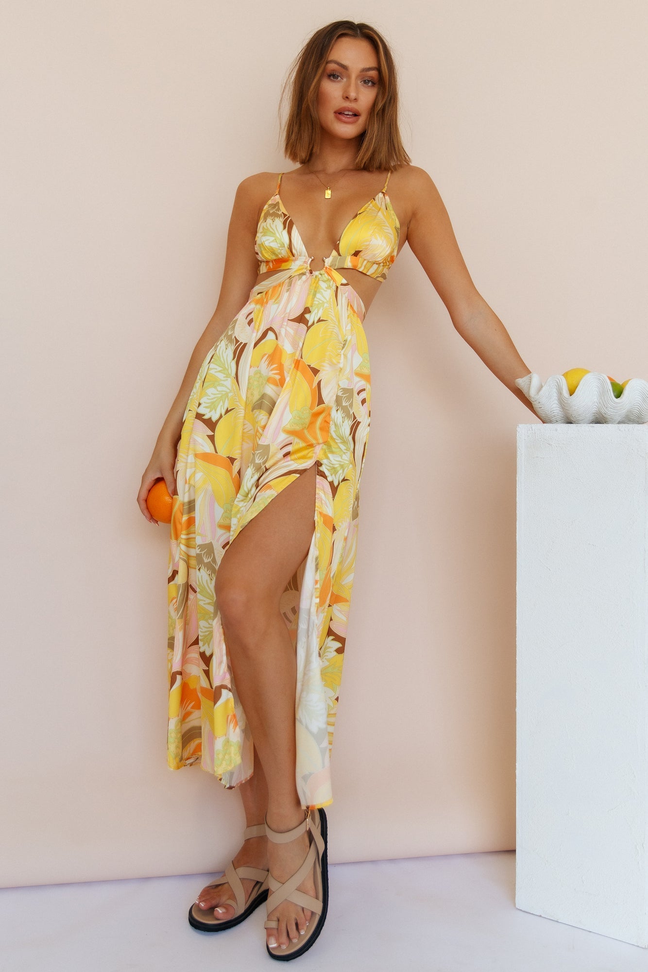 Through The Gardens Maxi Dress Yellow