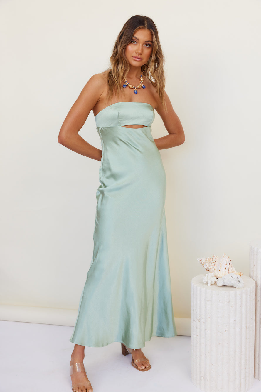 Open Hearts Maxi Dress Green