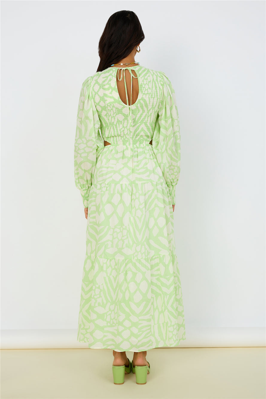 GIRL AND THE SUN Paloa Maxi Dress Lime Green