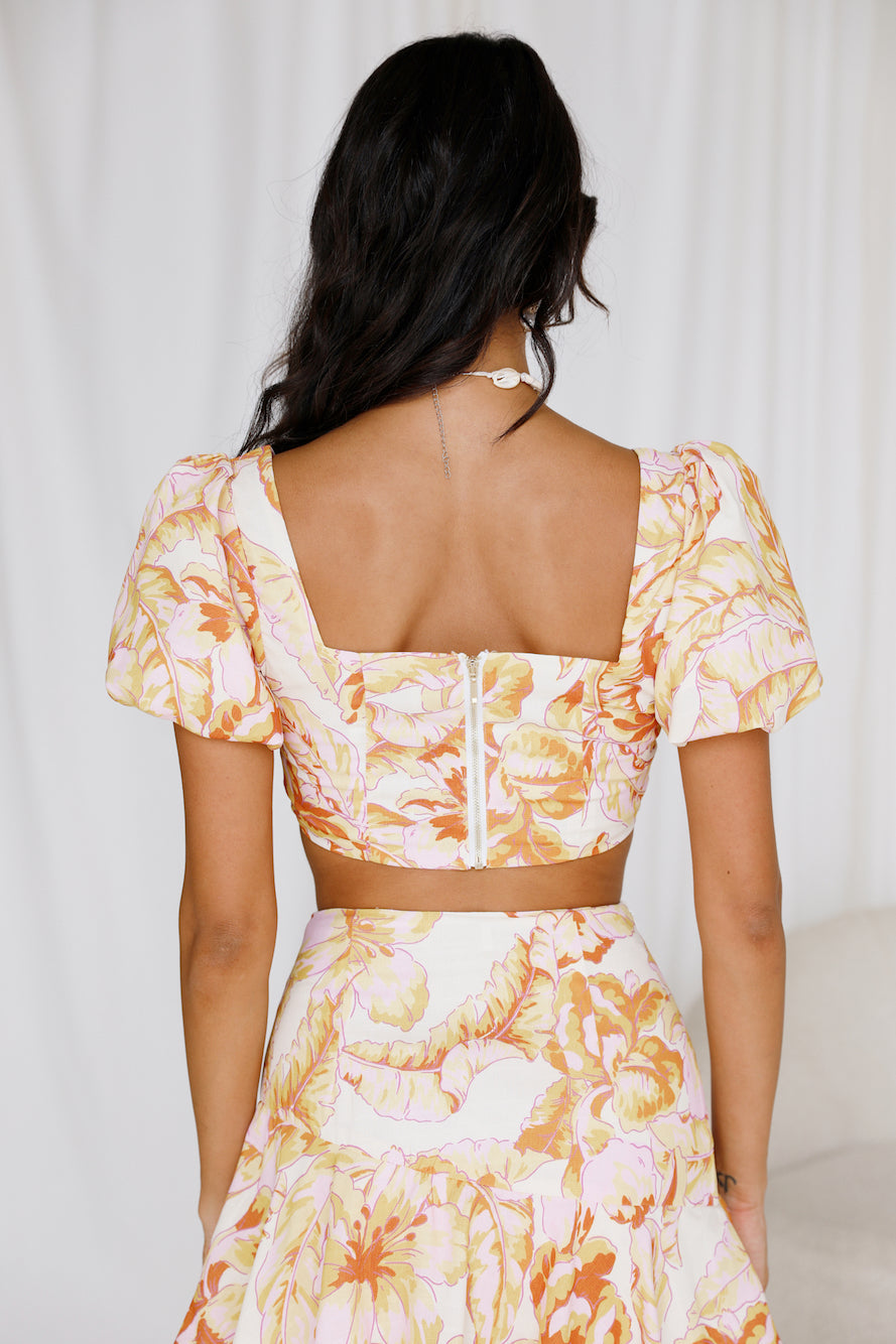 SEVEN WONDERS Tropicana Top Citrus Floral