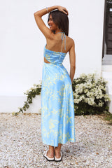 RUNAWAY THE LABEL Orchid Midi Slip Dress Sky Blue