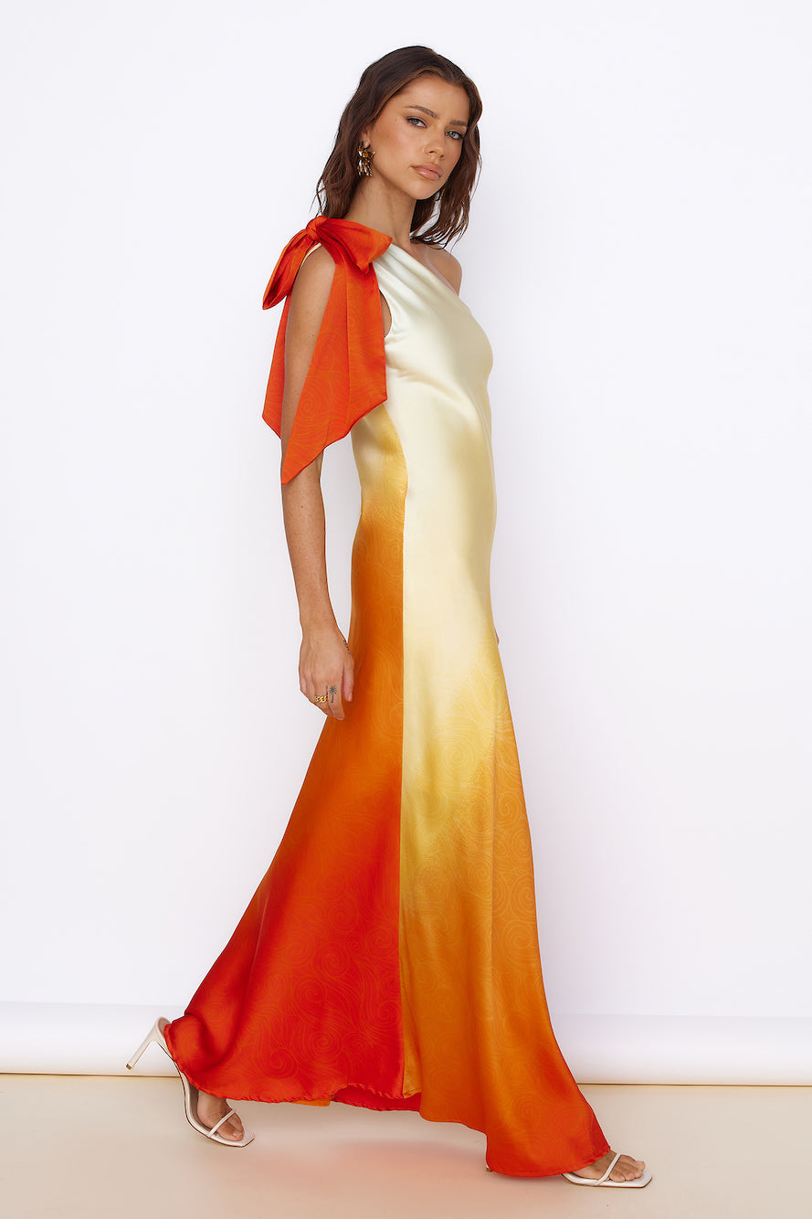 Forever Sunshine Satin Maxi Dress Orange