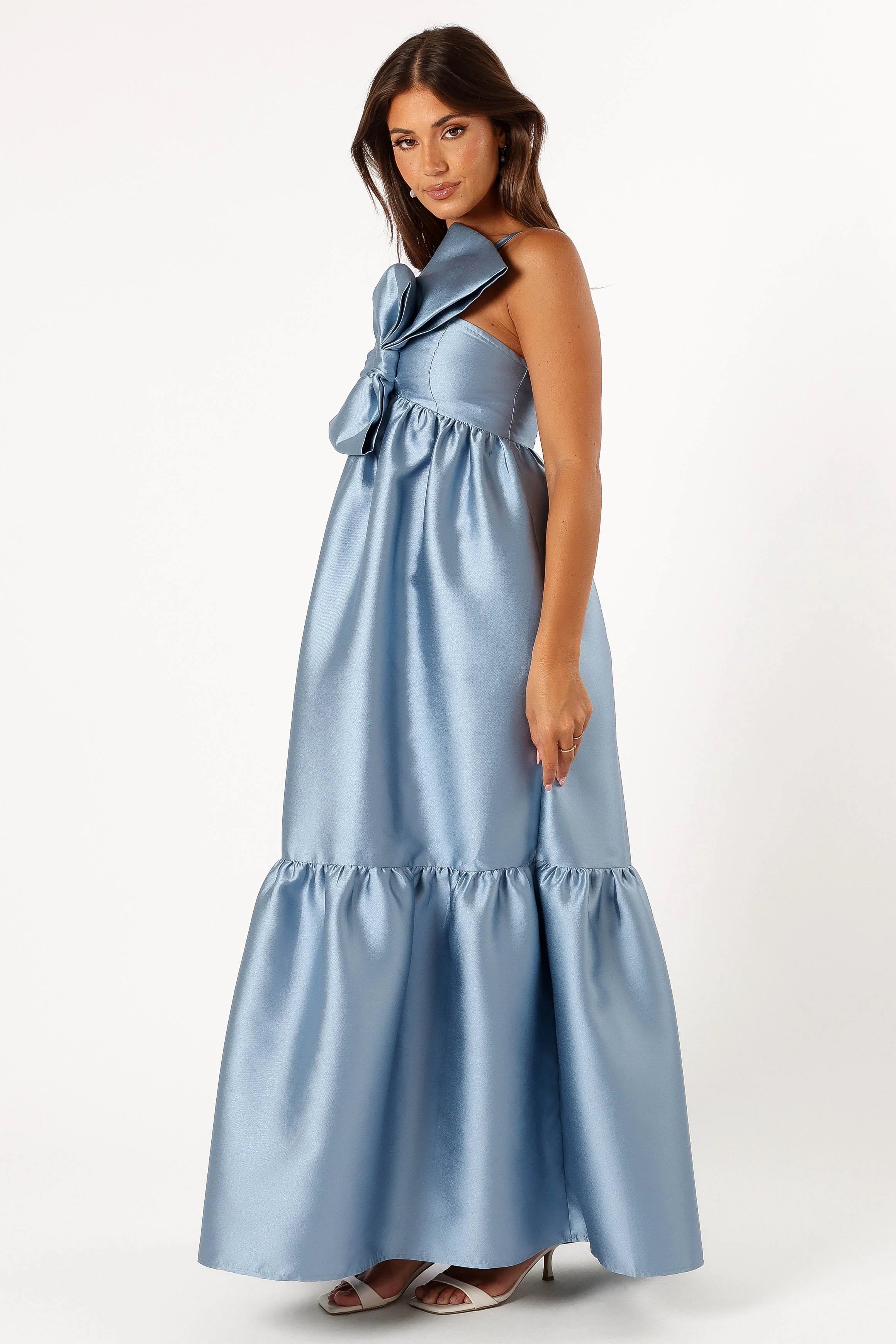 Betina Bow Front Maxi Dress - Blue