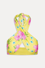 Forever Satin Wrap Bikini Top - Hibiscus Lemonade