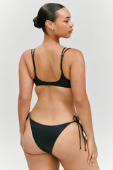 X Khy Mackenzie Metallic String Bikini Bottom - Black Chrome