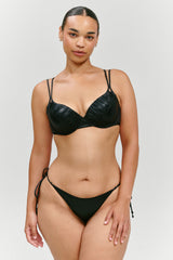 X Khy Cherish Metallic Push Up Bikini Top - Black Chrome