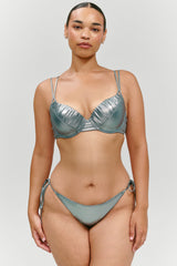 X Khy Cherish Metallic Push Up Bikini Top - Chrome