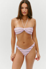 Dove Reversible Satin Bikini Bottom - Pink Stripe