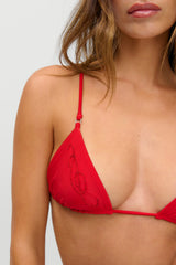 X Jennie Elena Beaded Bikini Top - Classic Red