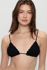 Elena Crochet Shine Bikini Top - Black