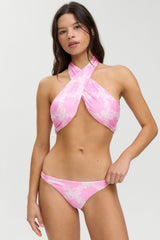 Forever Satin Wrap Bikini Top - Tropical Pink Polka Dot