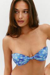 Gigi Satin Bandeau Bikini Top - Cosmic Bloom
