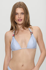 Kealy Reversible Satin Bikini Top - Bouquet