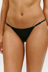 X Khy Luna Metallic Bikini Bottom - Black Chrome