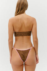 Gigi Satin Bandeau Bikini Top - Vintage Cheetah
