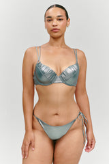 X Khy Mackenzie Metallic String Bikini Bottom - Chrome