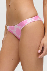 Marina Satin Cheeky Bikini Bottom - Tropical Pink Polka Dot