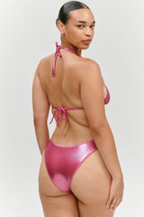 X Khy Nick Metallic Triangle Bikini Top - Pink Chrome