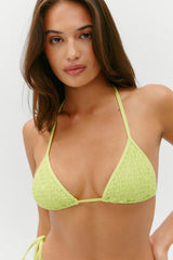 Nick Smocked Triangle Bikini Top - Sea Glass Green