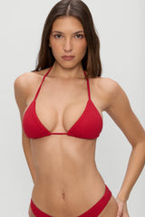 Nick Triangle Halter Bikini Top - Strawberry Red