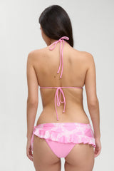 Nick Satin Triangle Bikini Top - Tropical Pink Polka Dot