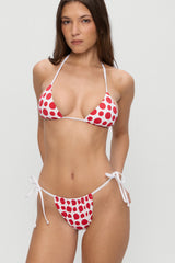 Tia Skimpy String Bikini Bottom - Red Dottie