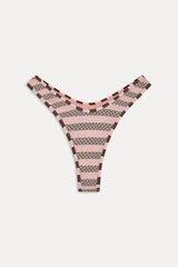 Full Moon Striped Bikini Bottom - Strawberry Chocolate