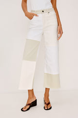 Getty Crop Wide Leg - Ecru Patchwork