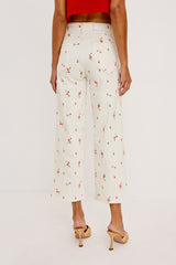Getty Crop Wide Leg - Ecru Romantic Floral