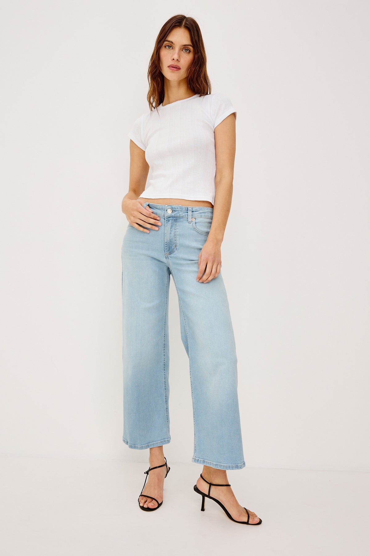 Getty Crop Low Rise Wide Leg - Seaport