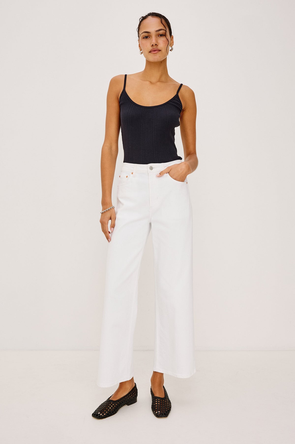 Getty Crop Wide Leg - Salt White