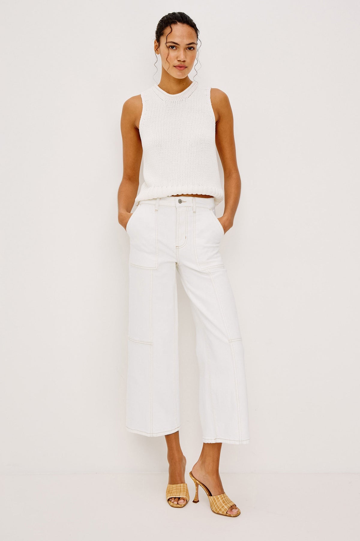 Getty Crop Wide Leg - Vintage Ecru Utility