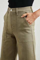 Getty Crop Wide Leg - Washed Olive Utility