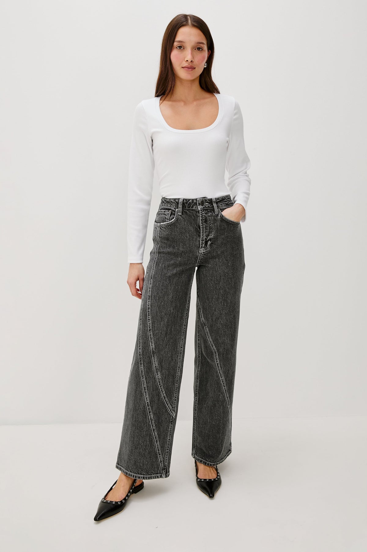 Getty Twist Seam Wide Leg - Washed Charcoal