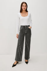 Getty Twist Seam Wide Leg - Washed Charcoal