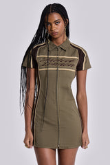 Racer Dress in Khaki