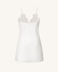 Yuliya White Floral Embellishment V-neckline Mini Dress - White