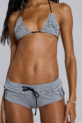 Football Sequin Ruffle Bikini Top