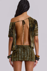 Ophidian Devore Backless Mini Dress in Croc