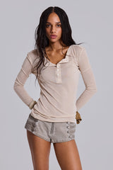 Oatmeal Haze Henley Top