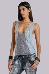 Kate Studded Plunge Vest Top
