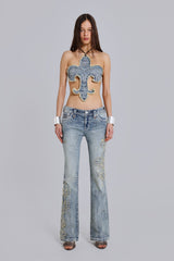 Rock Revival Studded Fleur de Lis Top