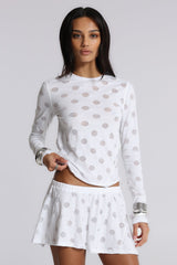 Aerea Burnout Polkadot Long Sleeve Mist Top