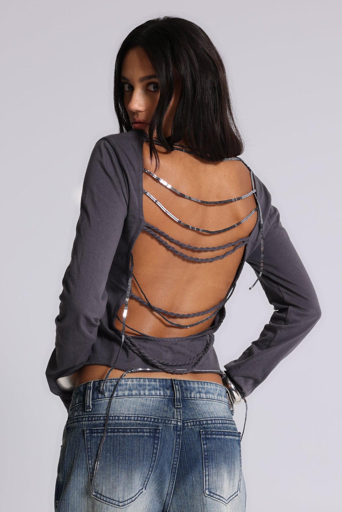 Fira Sequin V Neck Tee