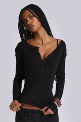 Black Haze Henley Top