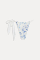 Kealy Satin Cheeky Bikini Bottom - Fleur De Bleu