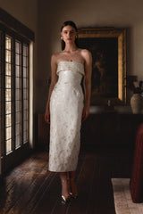 The Kennedy Dress in Champagne Cheverny Brocade
