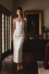 The Kim Dress in Champagne Cheverny Brocade